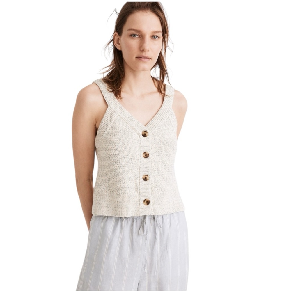 Madewell Rainbow Marled Wakefield Button Front V Neck Sweater Tank size XXS